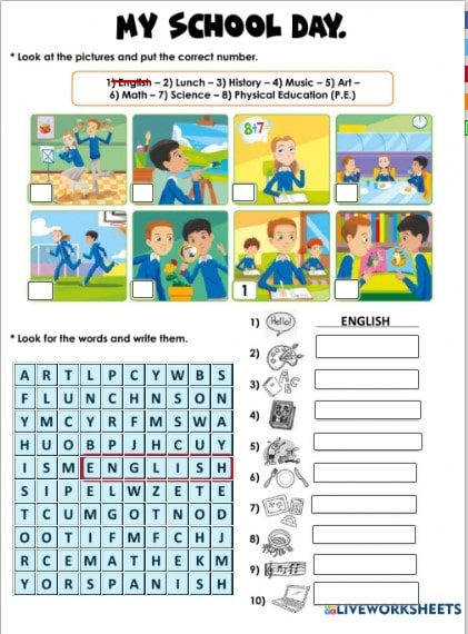 My School Day - worksheet missandrearv
